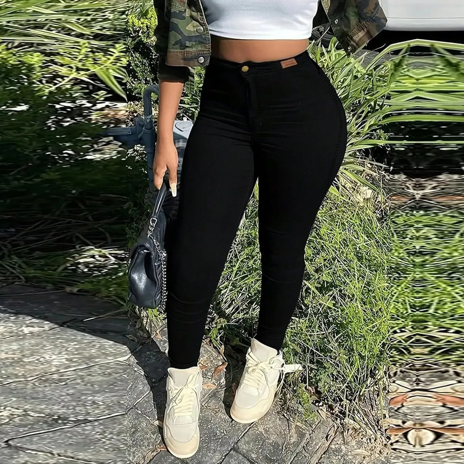 Stretch Jeans for Women Skinny Tummy Control High Waisted Jeans Butt Lifting Plus Size Pull On Denim Pants with Pockets