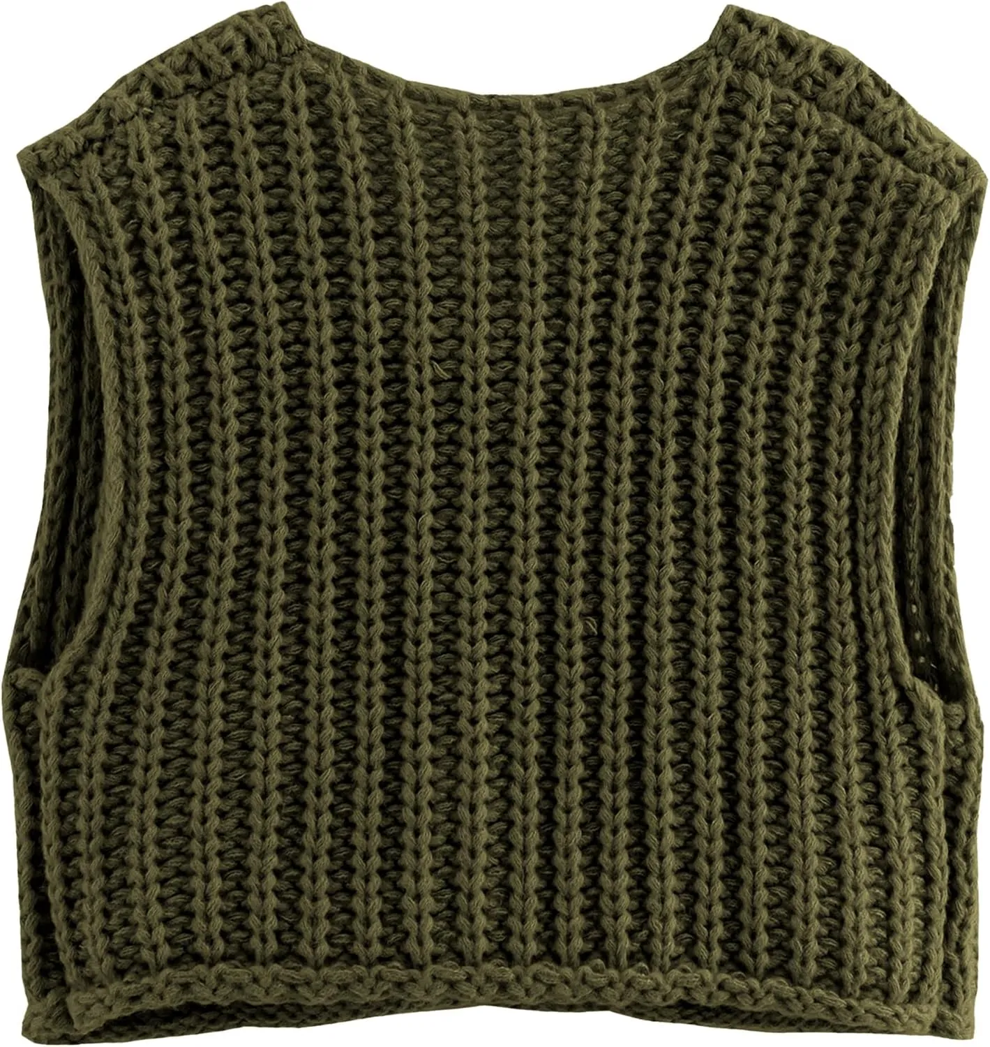 Sumleno Womens Trendy Knit Sweater Vest Solid Button Down Chunky Sleeveless Crochet Cardigan Y2k Crop Tank Tops Streetwear