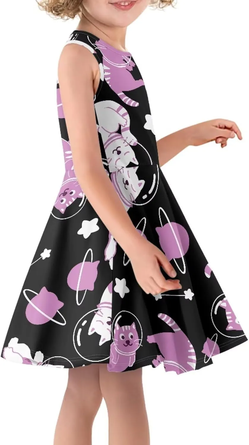 Summer Dresses Girls Elegant Sweet Midi Spring Sundresses Party Dresses Sleeveless Suitable 3-16 Years Old
