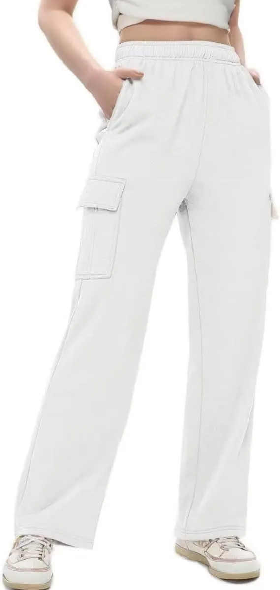 Sweat Pants for Womens Soft Wide Leg Pants Warm High Waisted Yoga Joggers Fashion Y2K Lounge Trousers with Pockets