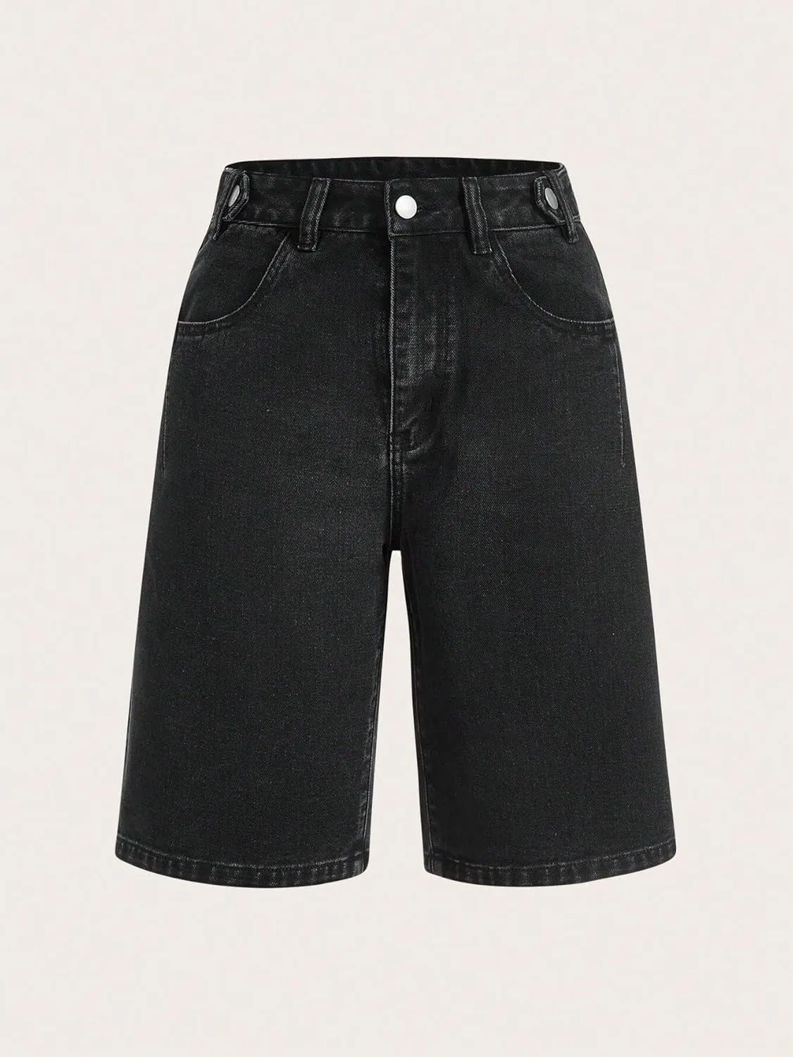 SweatyRocks Women's Casual High Rise Jean Shorts Straight Leg Zip Up Bermuda Denim Shorts