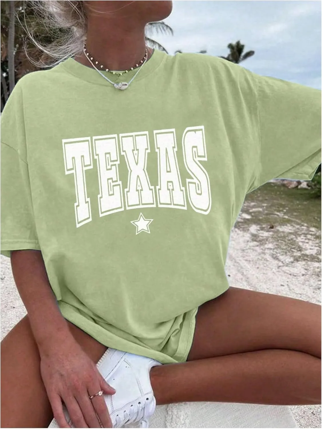 SweatyRocks Women's Letter Graphic Oversized Tees Crew Neck Short Sleeve Summer T Shirt