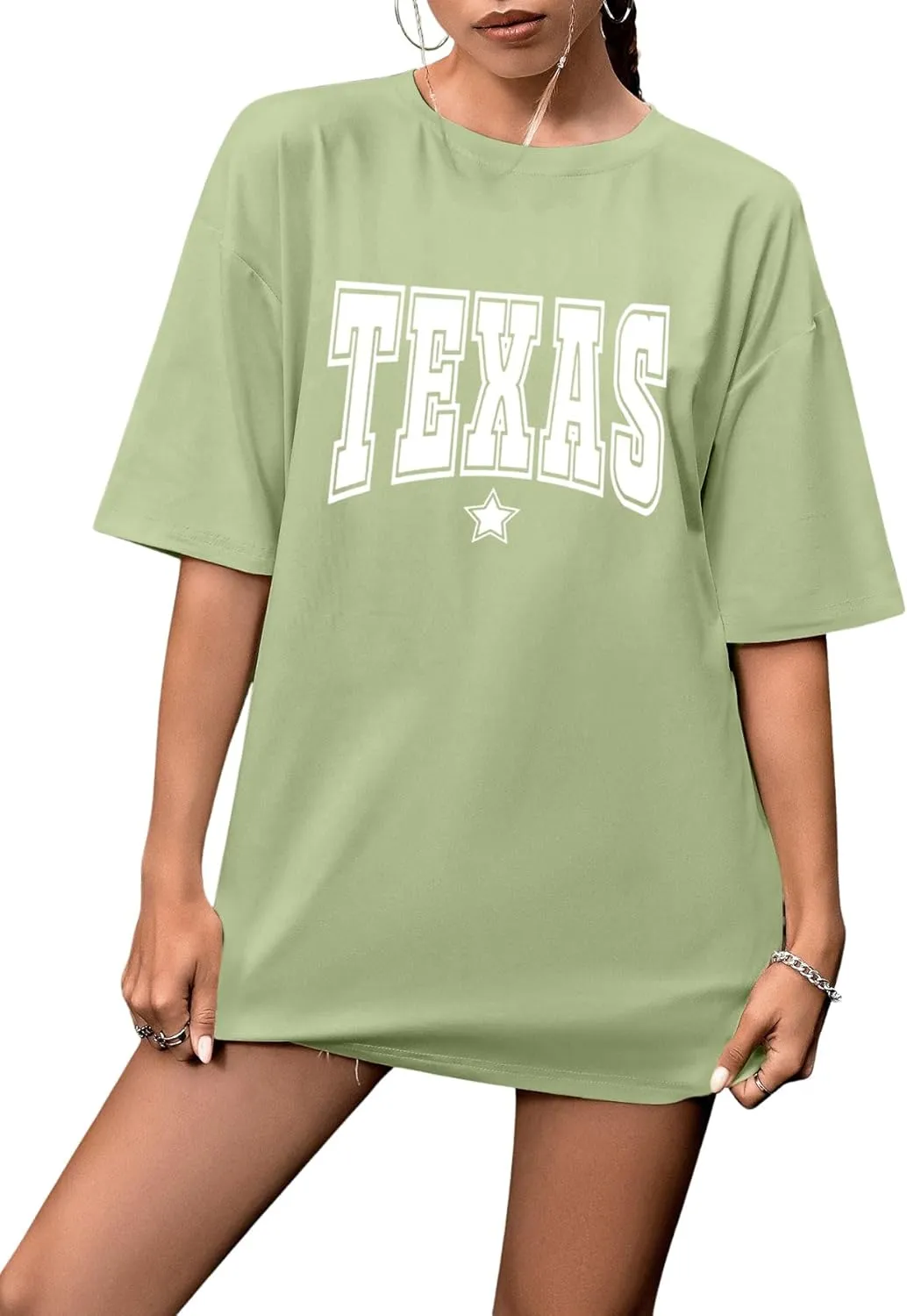 SweatyRocks Women's Letter Graphic Oversized Tees Crew Neck Short Sleeve Summer T Shirt