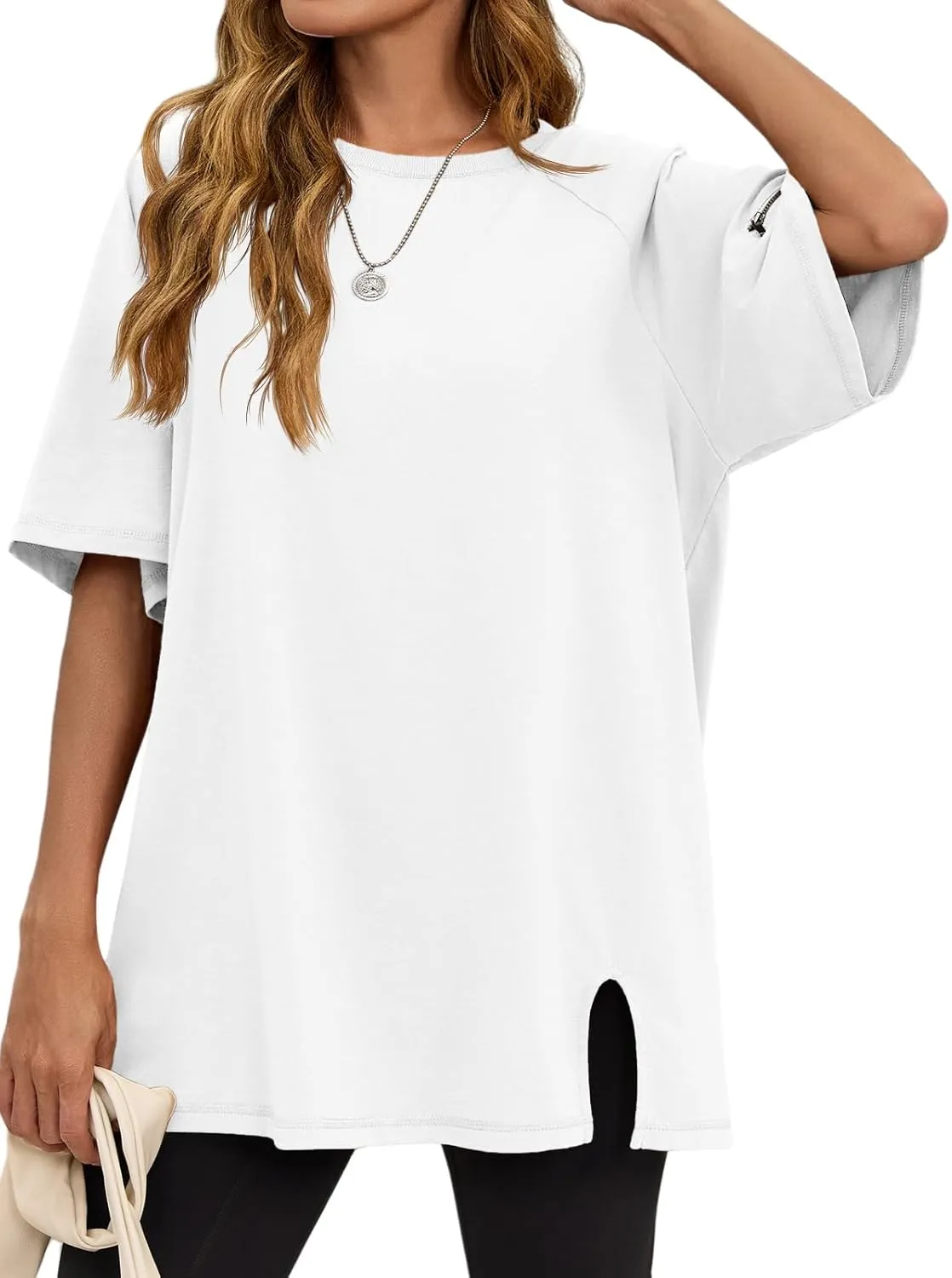 Tankaneo Womens Oversized Workout Tshirts Split Hem Raglan Short Sleeve Tops Summer Casual Loose Fit Tee Shirt