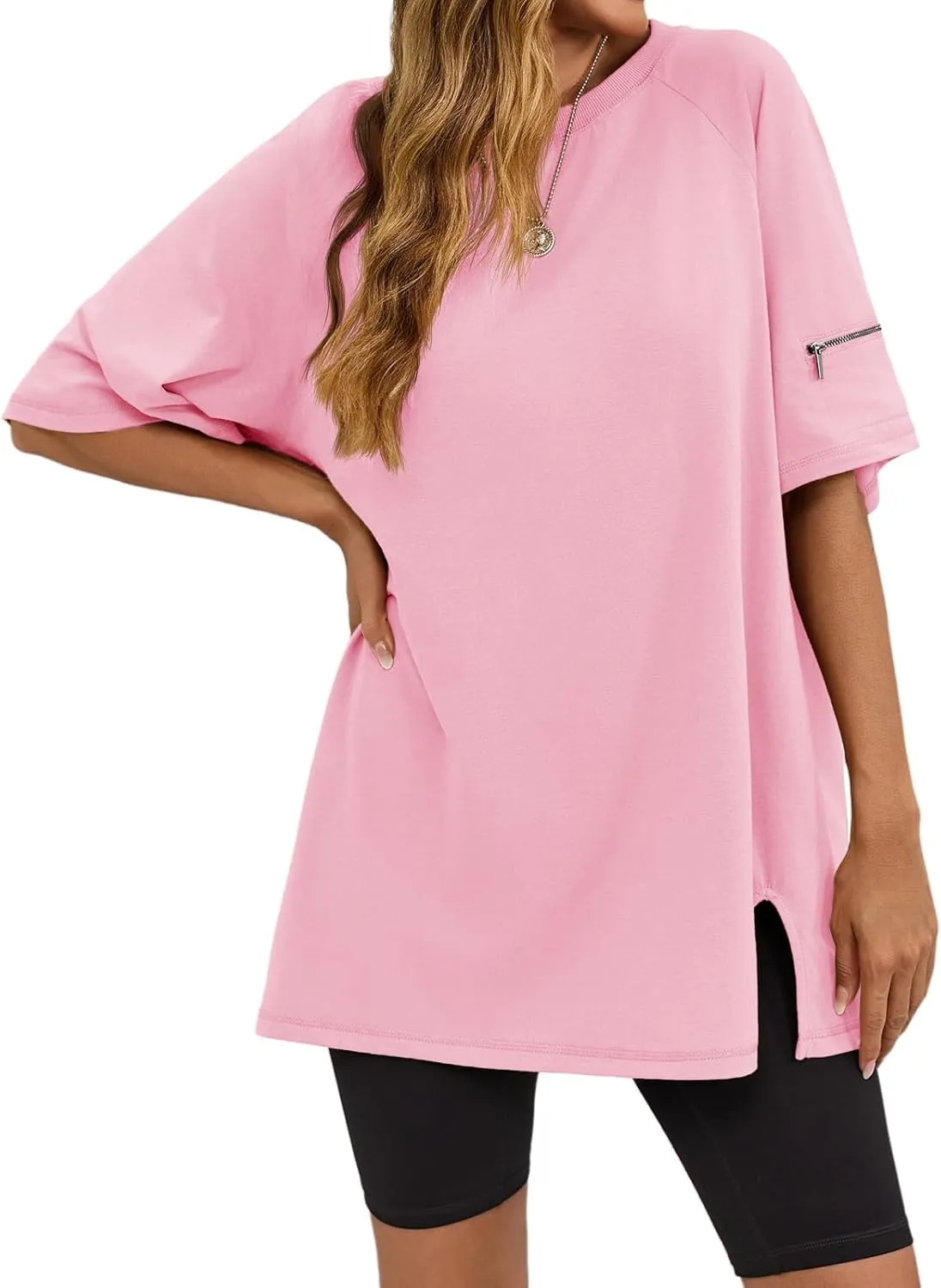 Tankaneo Womens Oversized Workout Tshirts Split Hem Raglan Short Sleeve Tops Summer Casual Loose Fit Tee Shirt