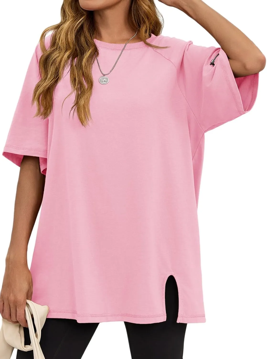 Tankaneo Womens Oversized Workout Tshirts Split Hem Raglan Short Sleeve Tops Summer Casual Loose Fit Tee Shirt