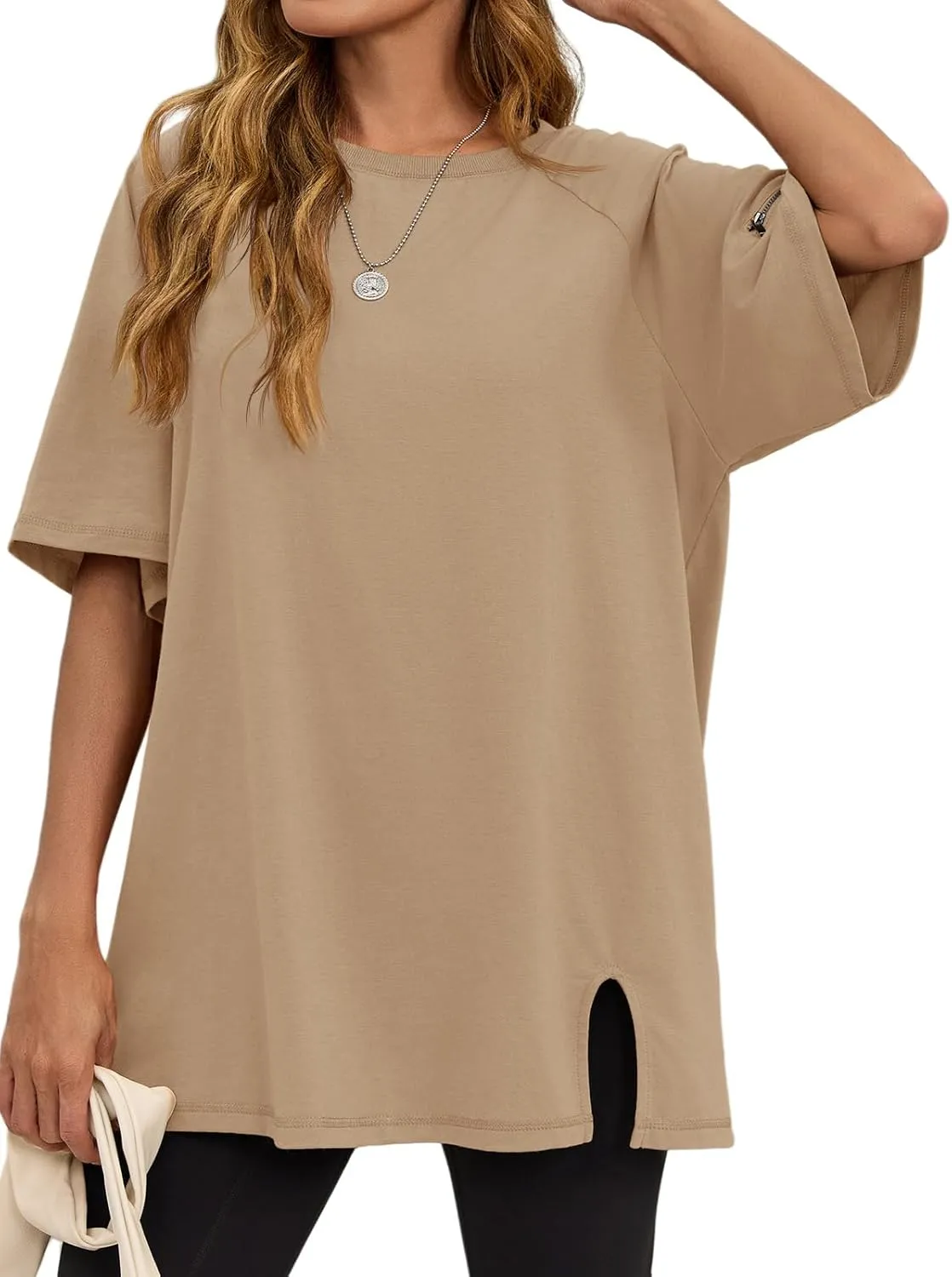Tankaneo Womens Oversized Workout Tshirts Split Hem Raglan Short Sleeve Tops Summer Casual Loose Fit Tee Shirt