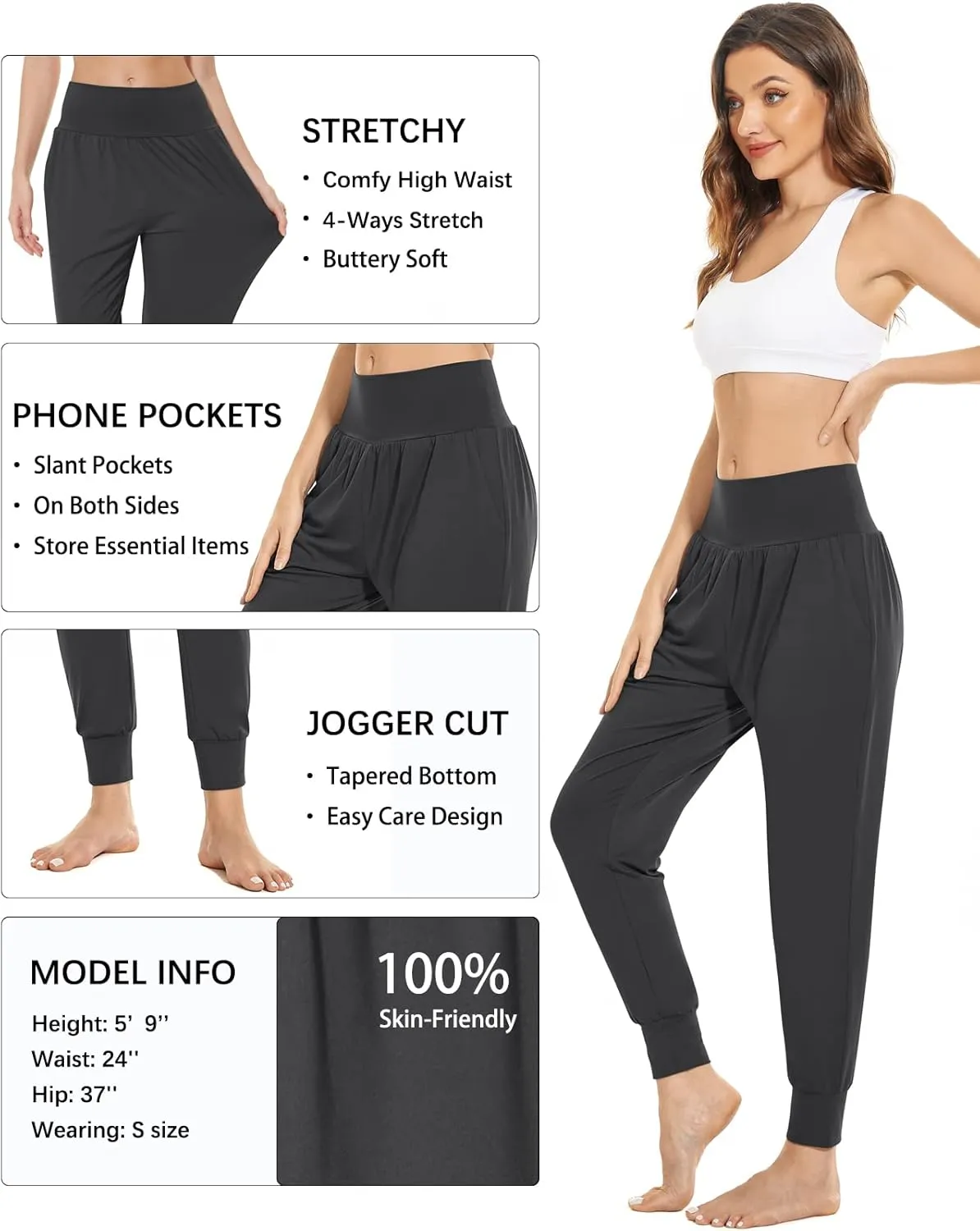 TARSE Womens Cozy Yoga Joggers Soft Comfy Pajama Pants for Women with Pockets Casual Lounge Pants
