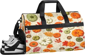 Thanksgiving Pumpkins Sports Gym Bag with Wet Pocket & Shoes Compartment Waterproof Workout Duffel Bag for Women and Men Weekender Overnight Duffle Bag Travel Carry-on Tote
