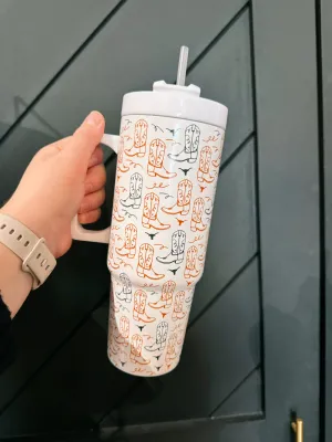 To Go Tumbler - Longhorns & Cowboy Boots