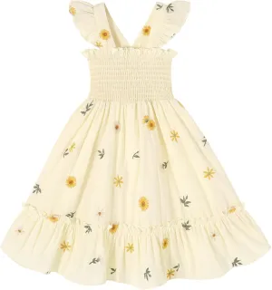 Toddler Baby Girls Dress Floral Embroidered Boho Sleeveless Beach Butterfly Sundress
