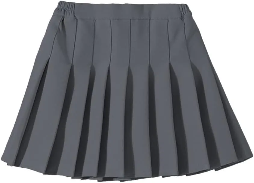Toddler Baby Girls Pleated Skirt Elastic Waist School Uniform Mini Short Skirt
