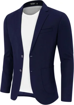 TURETRENDY Men's Casual Blazer Linen Sport Coat Two Button Lightweight Jackets Business Daily Suit