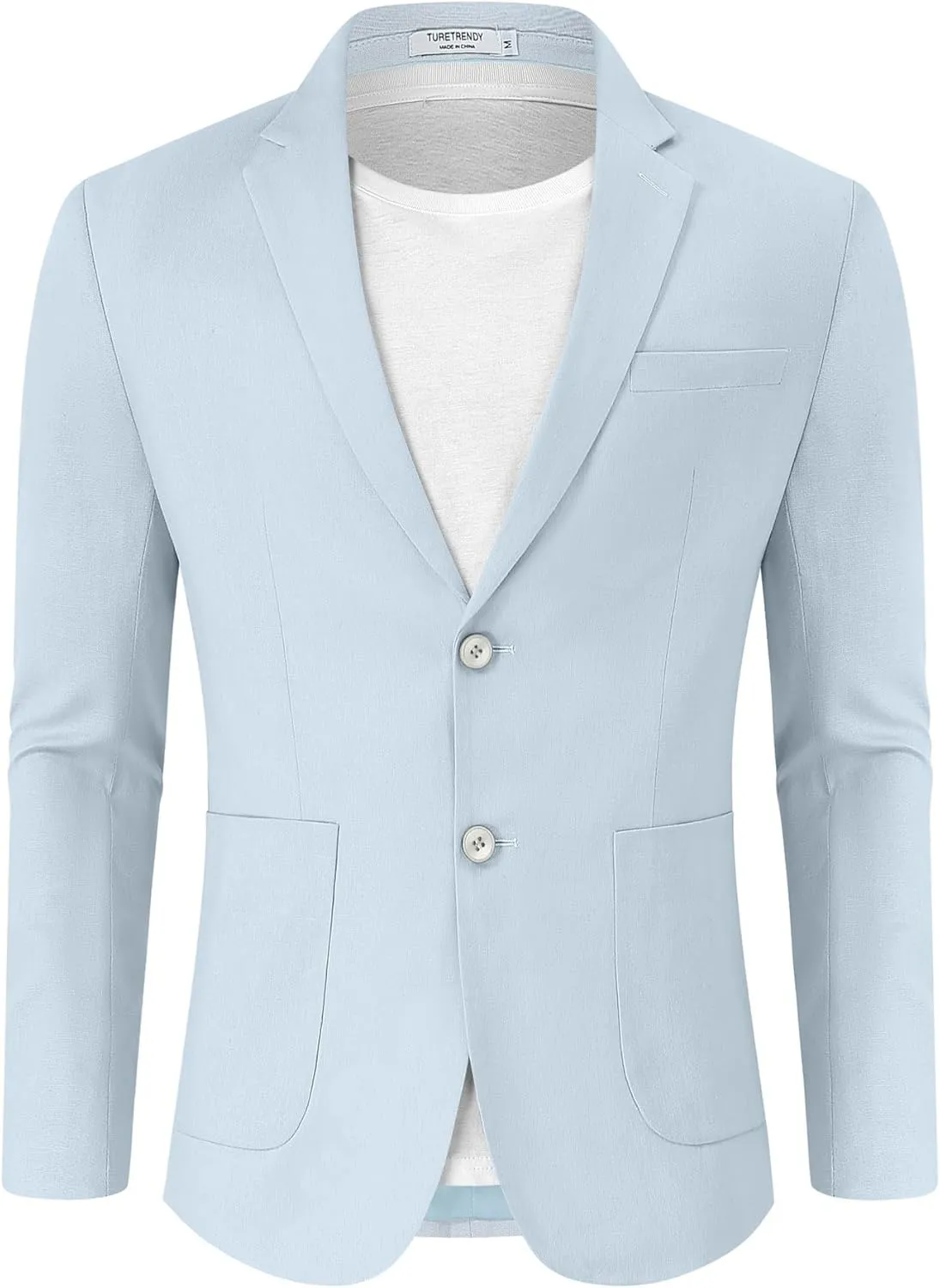 TURETRENDY Men's Casual Blazer Linen Sport Coat Two Button Lightweight Jackets Business Daily Suit