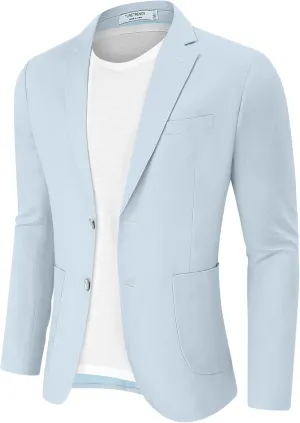 TURETRENDY Men's Casual Blazer Linen Sport Coat Two Button Lightweight Jackets Business Daily Suit