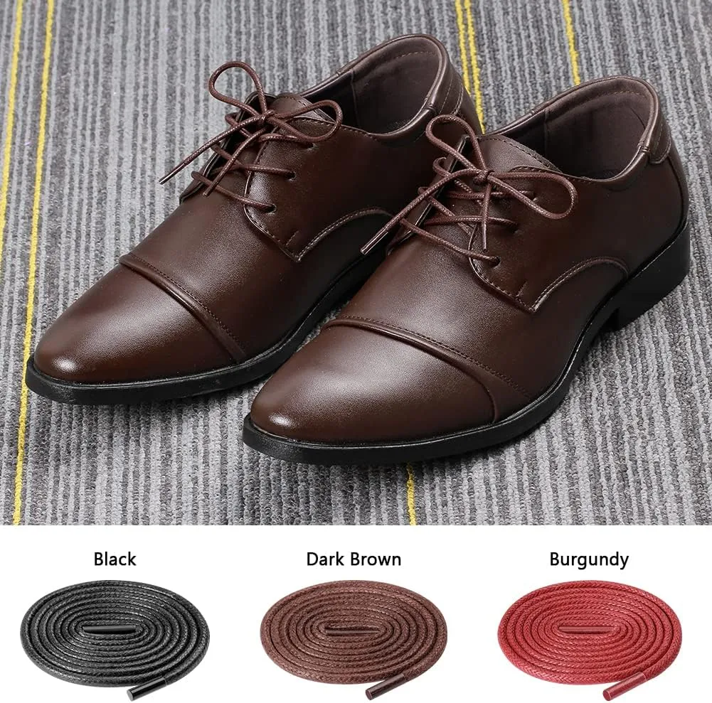 UpUGo Waxed Round Shoe Laces, 3/32" Thin Formal Business Oxford Shoelaces for Men or Women's Dress Shoes