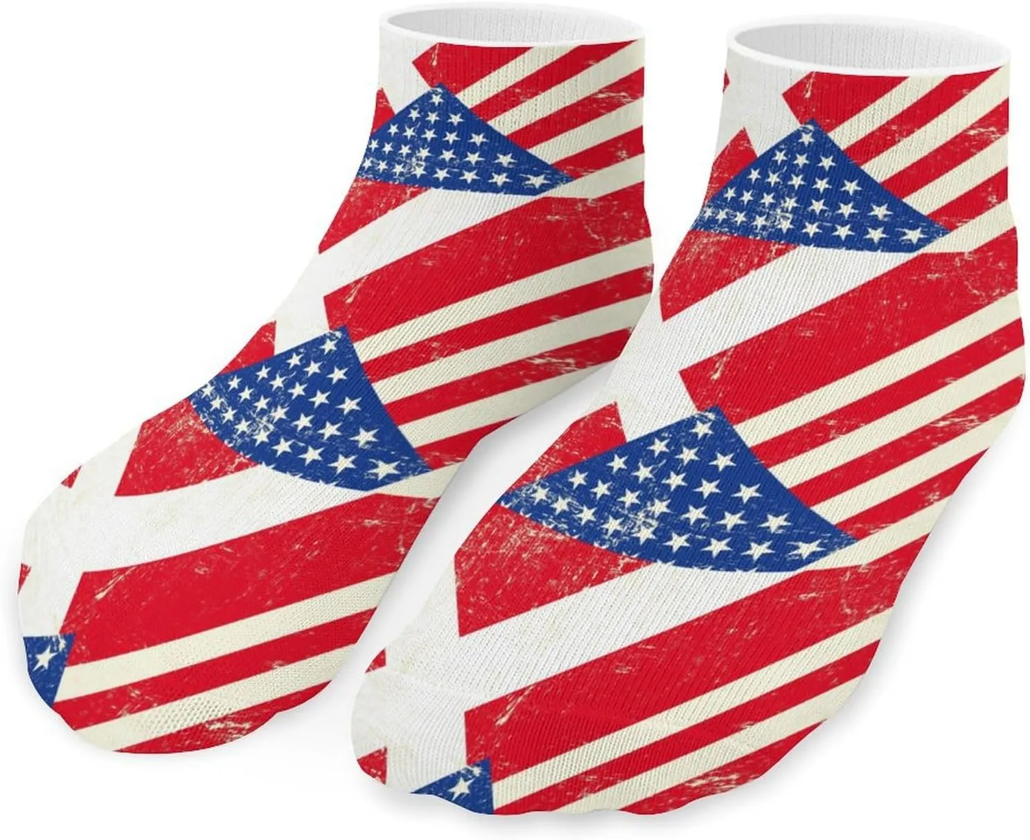 U.S. And Denmark Grunge Flag Unisex Ankle Socks Low Cut Funny Print Athletic No Show Stocking