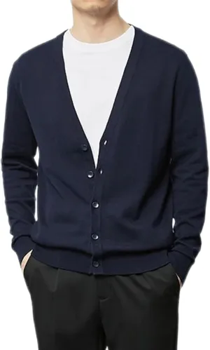 utcoco Men's Cotton Long Sleeve Knit Cardigan Open Front Button Down Cardigan Sweaters for Men
