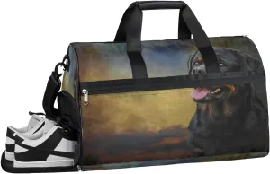Vintage Dog Pattern Sports Gym Bag with Wet Pocket & Shoes Compartment Waterproof Workout Duffel Bag for Women and Men Weekender Overnight Duffle Bag Travel Carry-on Tote
