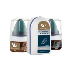 WBM Black & Brown Kit Shoe Cream Polish with Cleaning Scrubber