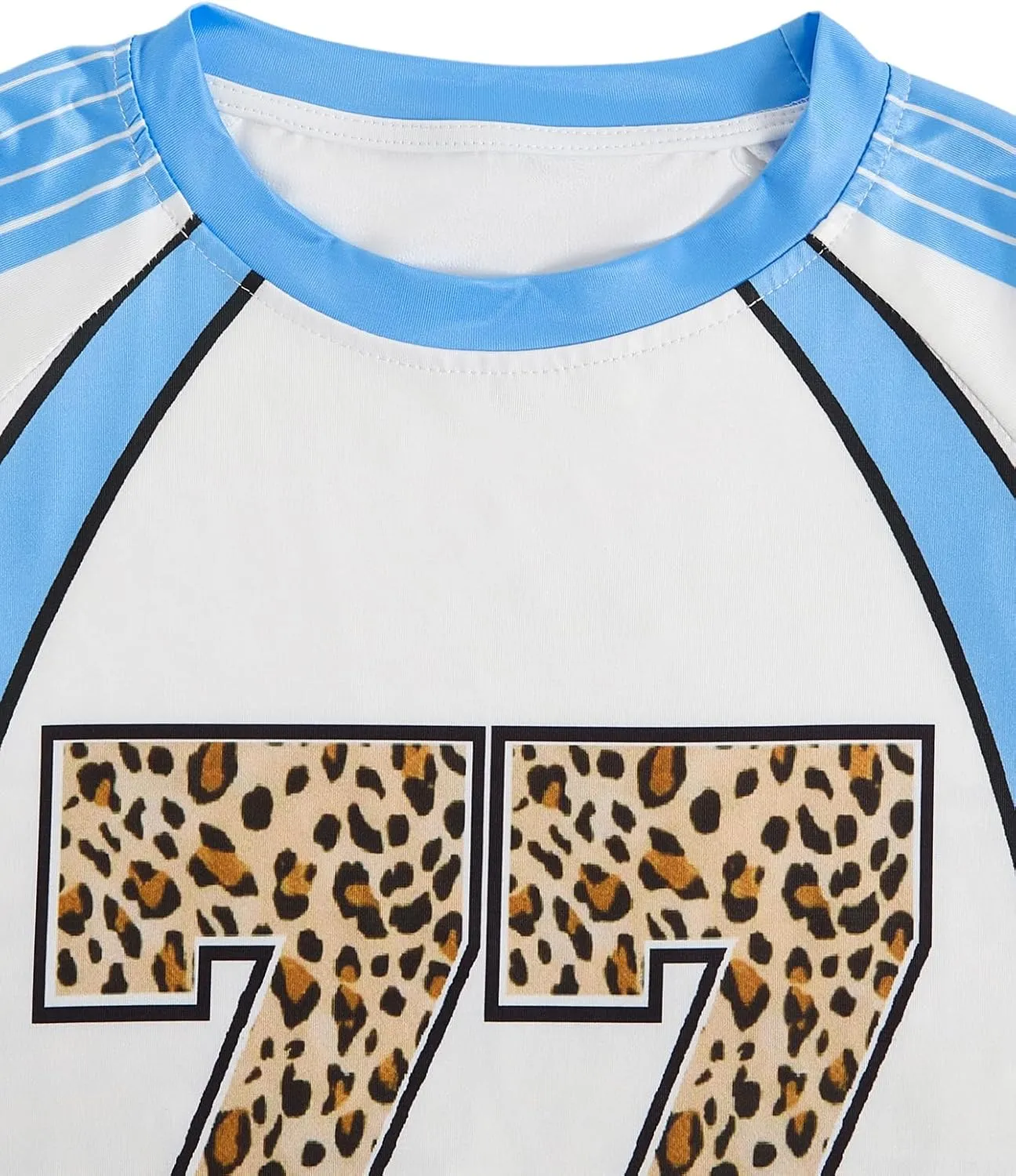 WDIRARA Women's Leopard Number Print Jerseys Oversized Colorblock Drop Shoulder Crew Neck Short Sleeve T-Shirt