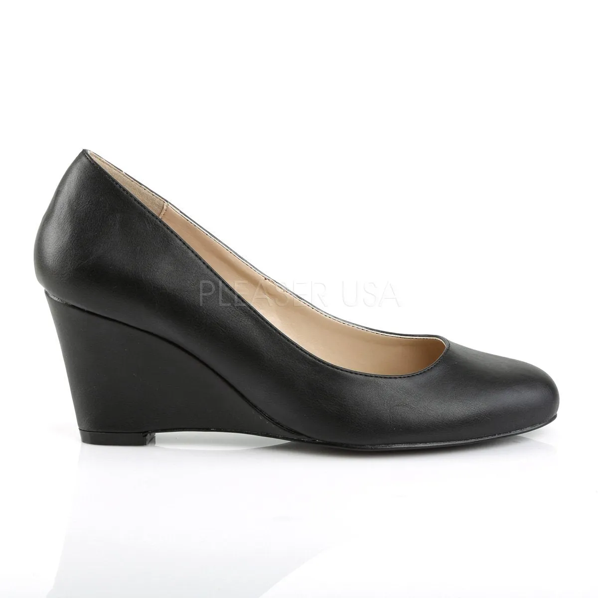 Wedge Black Classic Pump Shoes with 3-inch Heel KIMBERLY-08