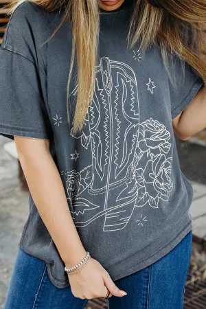 Western Cowboy Boots Graphic T-Shirt for Casual Style