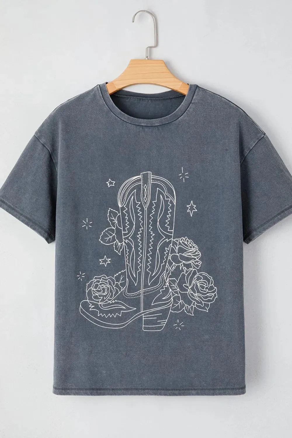 Western Cowboy Boots Graphic T-Shirt for Casual Style
