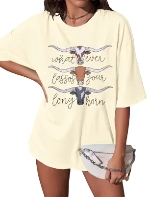 Western Cowboy Shirt Women Oversized Rodeo Cowgirl T Shirt Vintage Country Music Graphic Tee Short Sleeve Top