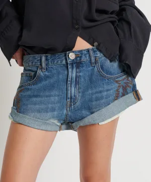 WESTLAND BLUE MOTIF BANDITS LOW WAIST DENIM SHORT