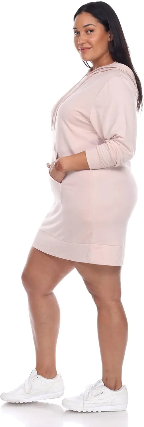 white mark Women's Plus Size Long Sleeve Hoodie Style Sweater Dress