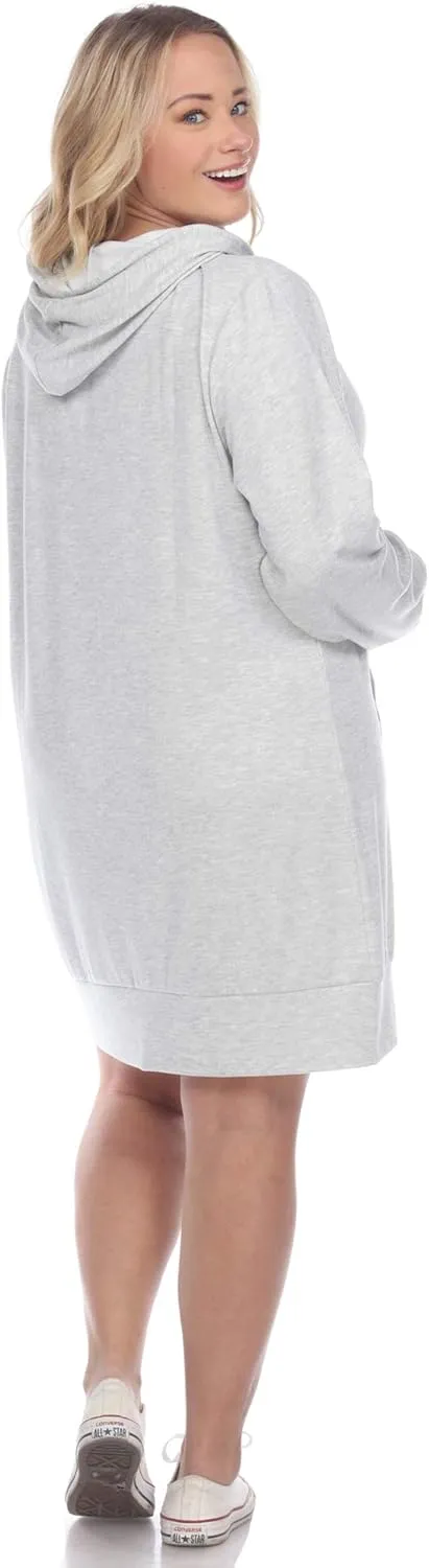 white mark Women's Plus Size Long Sleeve Hoodie Style Sweater Dress