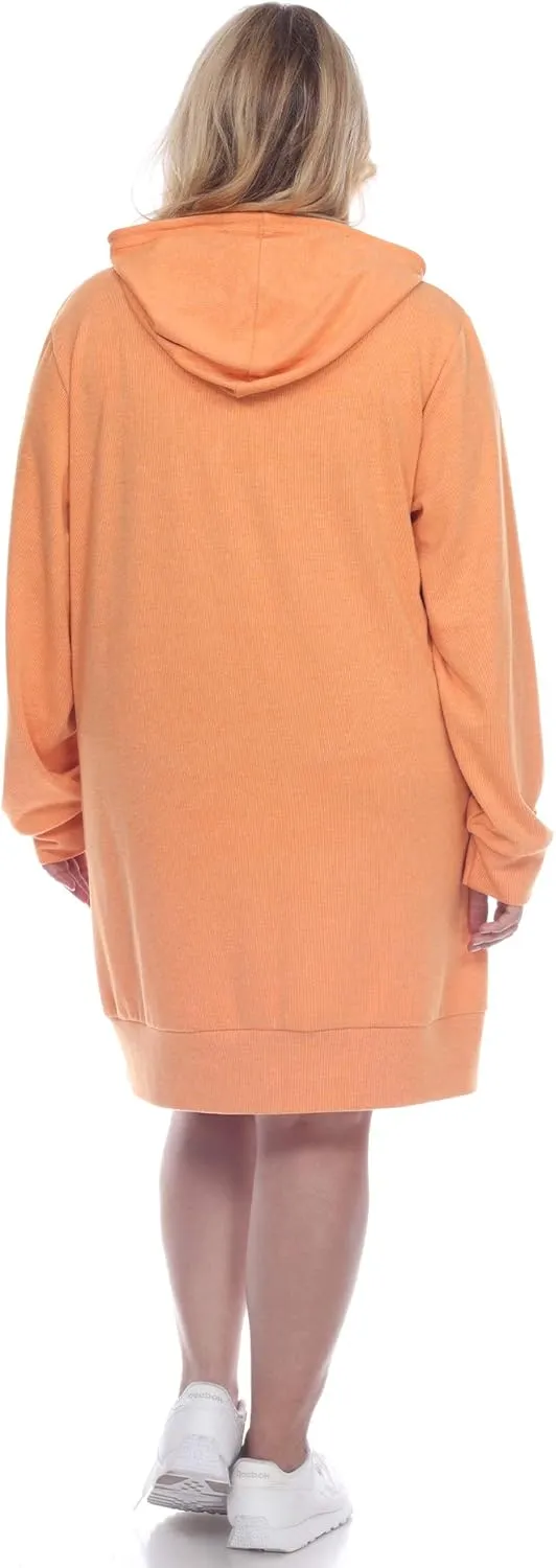 white mark Women's Plus Size Long Sleeve Hoodie Style Sweater Dress