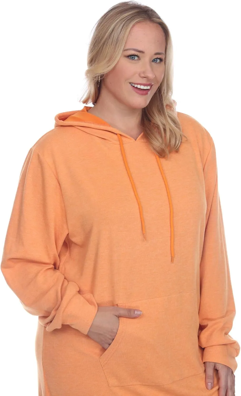 white mark Women's Plus Size Long Sleeve Hoodie Style Sweater Dress