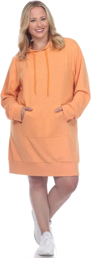 white mark Women's Plus Size Long Sleeve Hoodie Style Sweater Dress
