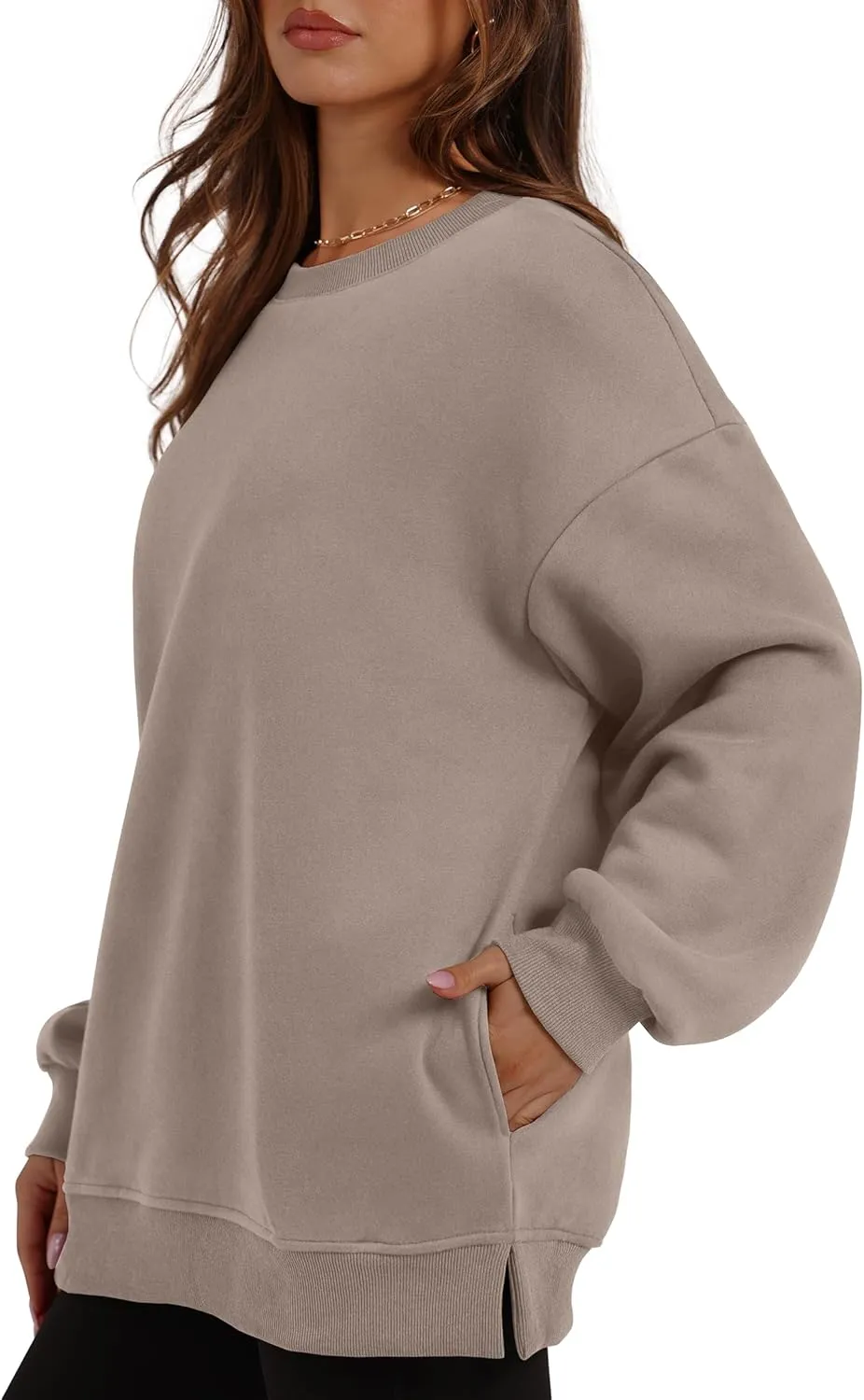WIHOLL Womens Oversized Sweatshirts Crewneck Long Sleeve Tops Fleece Pullover Fall Fashion Clothes with Pocket