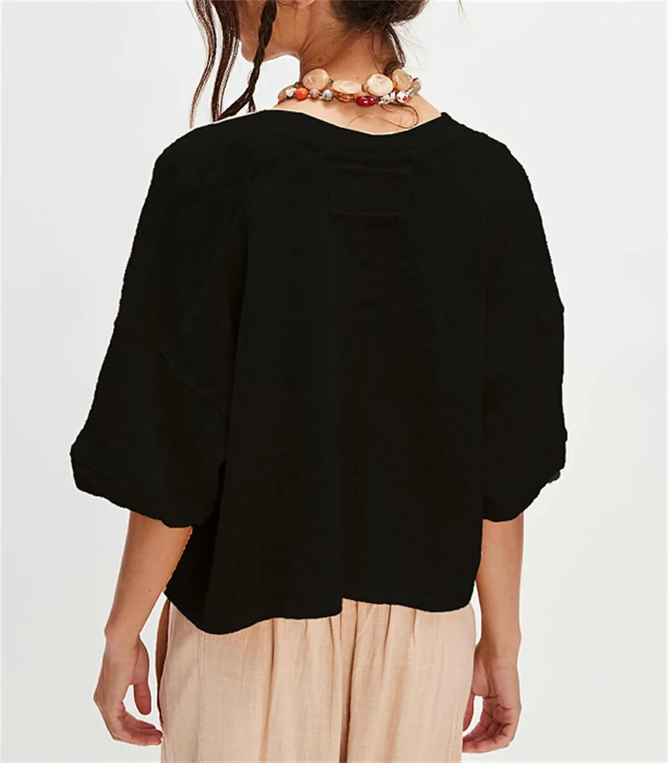 Women Cropped Cardigan T-Shirt Y2k Girls Casual Shirt Short Sleeve Button Down Open Front Loose Tee Crop Tops