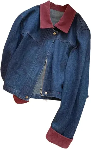 Women Denim Jackets Turn-Down Collar Button Zipper Casual Coat Autumn Long Sleeve Female Jean Jackets