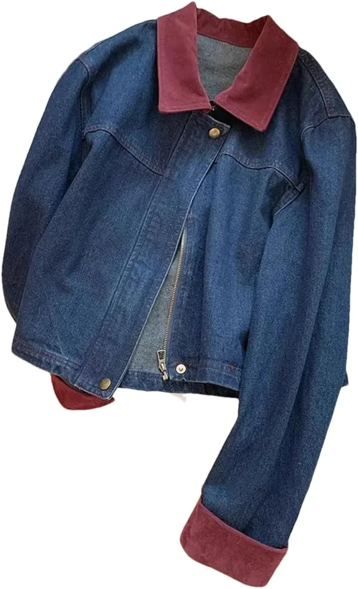 Women Denim Jackets Turn-Down Collar Button Zipper Casual Coat Autumn Long Sleeve Female Jean Jackets