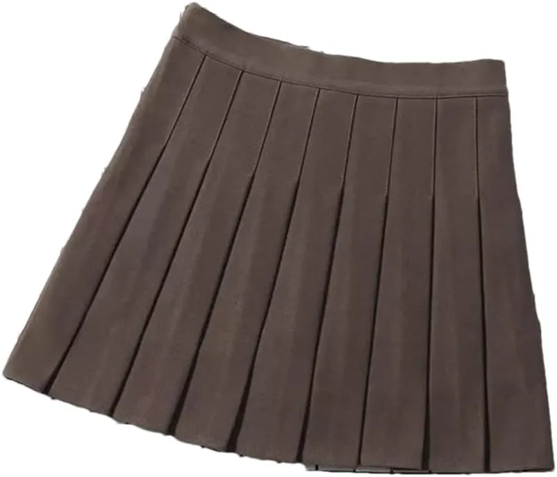 Women Fashion School Uniform Mini Pleated Skirts Stretch High Waist A-Line Skater Skirt