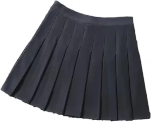 Women Fashion School Uniform Mini Pleated Skirts Stretch High Waist A-Line Skater Skirt