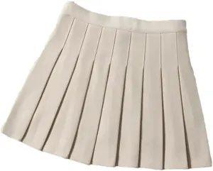 Women Fashion School Uniform Mini Pleated Skirts Stretch High Waist A-Line Skater Skirt