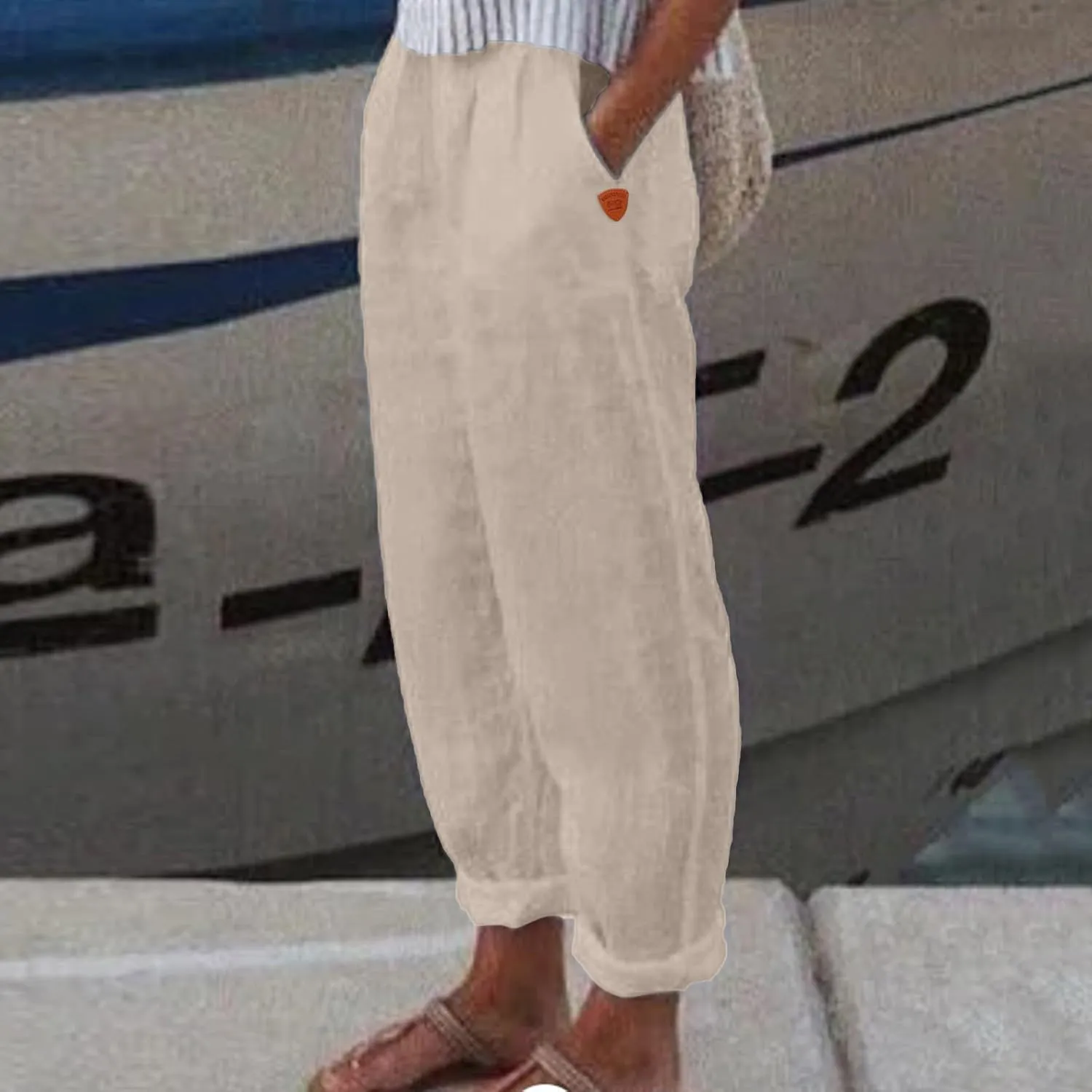 Women High Waisted Wide Leg Pants Fashion Drawstring Elastic Trousers Comfy Straight Leg Long Pants with Pockets