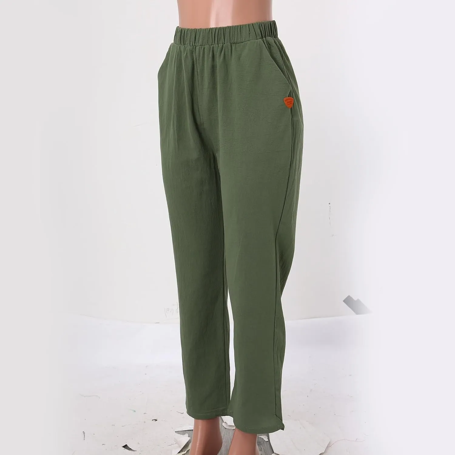 Women High Waisted Wide Leg Pants Fashion Drawstring Elastic Trousers Comfy Straight Leg Long Pants with Pockets