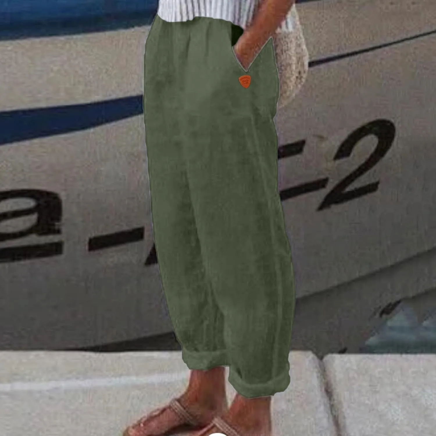 Women High Waisted Wide Leg Pants Fashion Drawstring Elastic Trousers Comfy Straight Leg Long Pants with Pockets