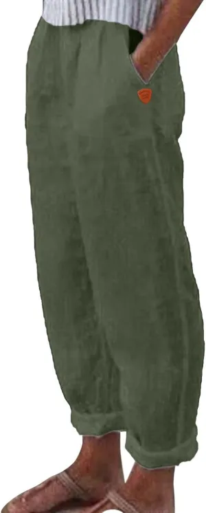 Women High Waisted Wide Leg Pants Fashion Drawstring Elastic Trousers Comfy Straight Leg Long Pants with Pockets