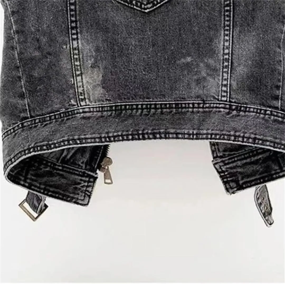 Women Jean Cowboy Waistcoat Hole Denim Vest Sleeveless Tops Short Jacket Ripped Vest