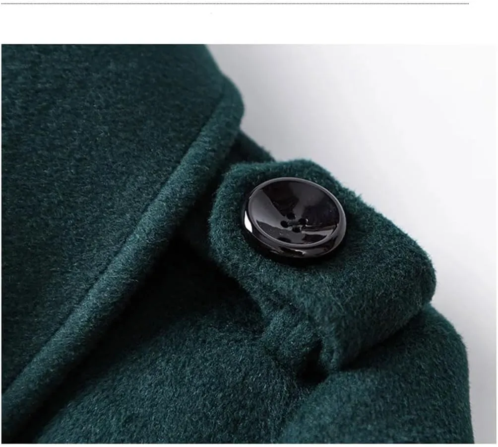 Women Long Woolen Coat Autumn Winter Fashion Double Breasted Slim Blends Overcoat Thicken Warm Outerwear