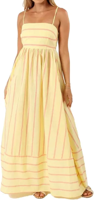 Women Striped Maxi Dress Sleeveless Backless Cutout Smocked Sundress Spaghetti Straps Boho Flowy Dresses
