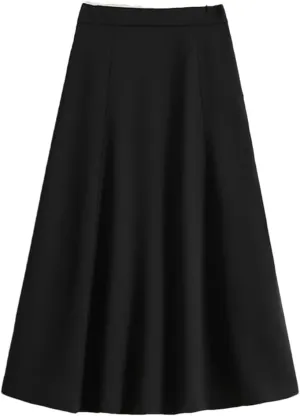 Women Summer High Waist Solid Color A Line Casual Mid Calf Straight Skirt